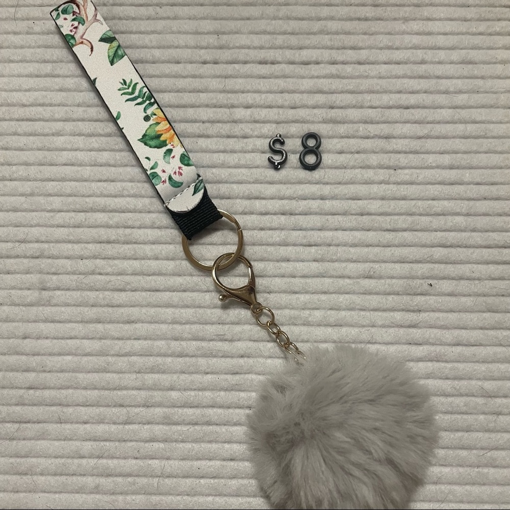 Wristlet Keychain With Pom Pom